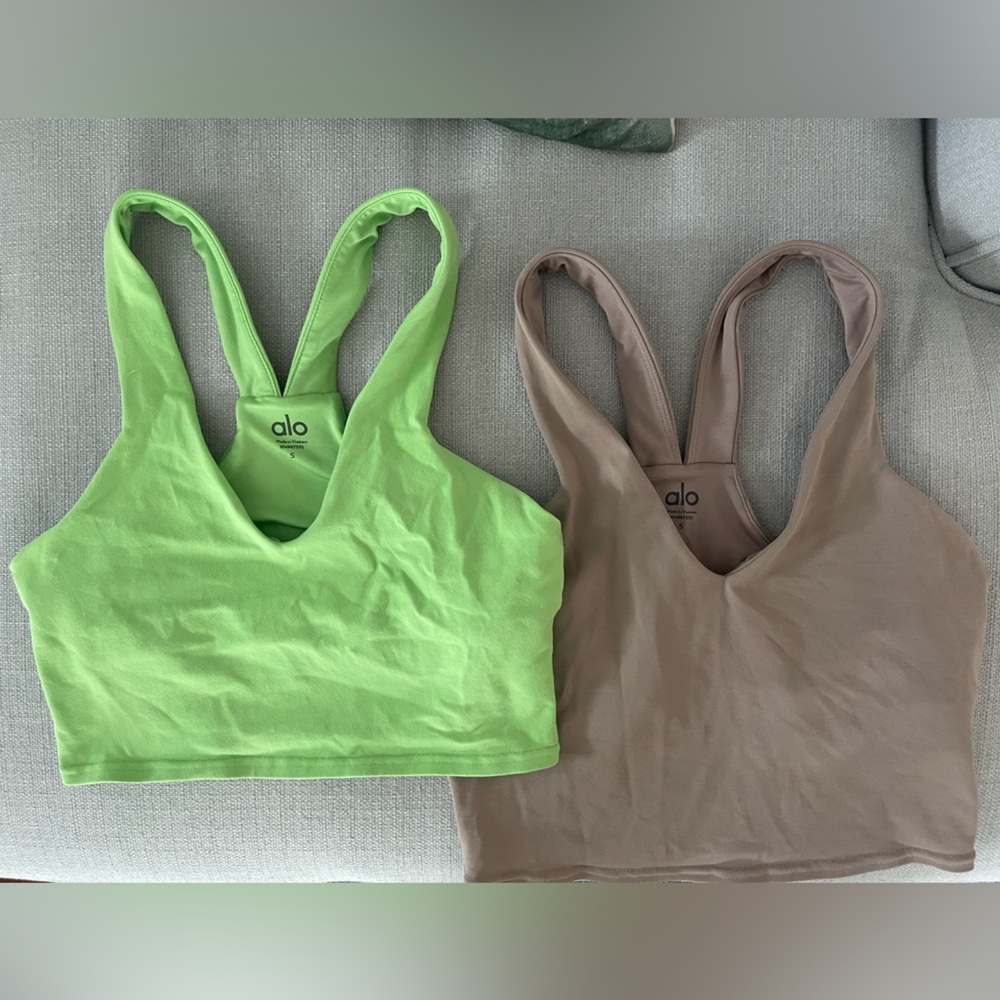 ALO Yoga Green and Brown Workout Tops